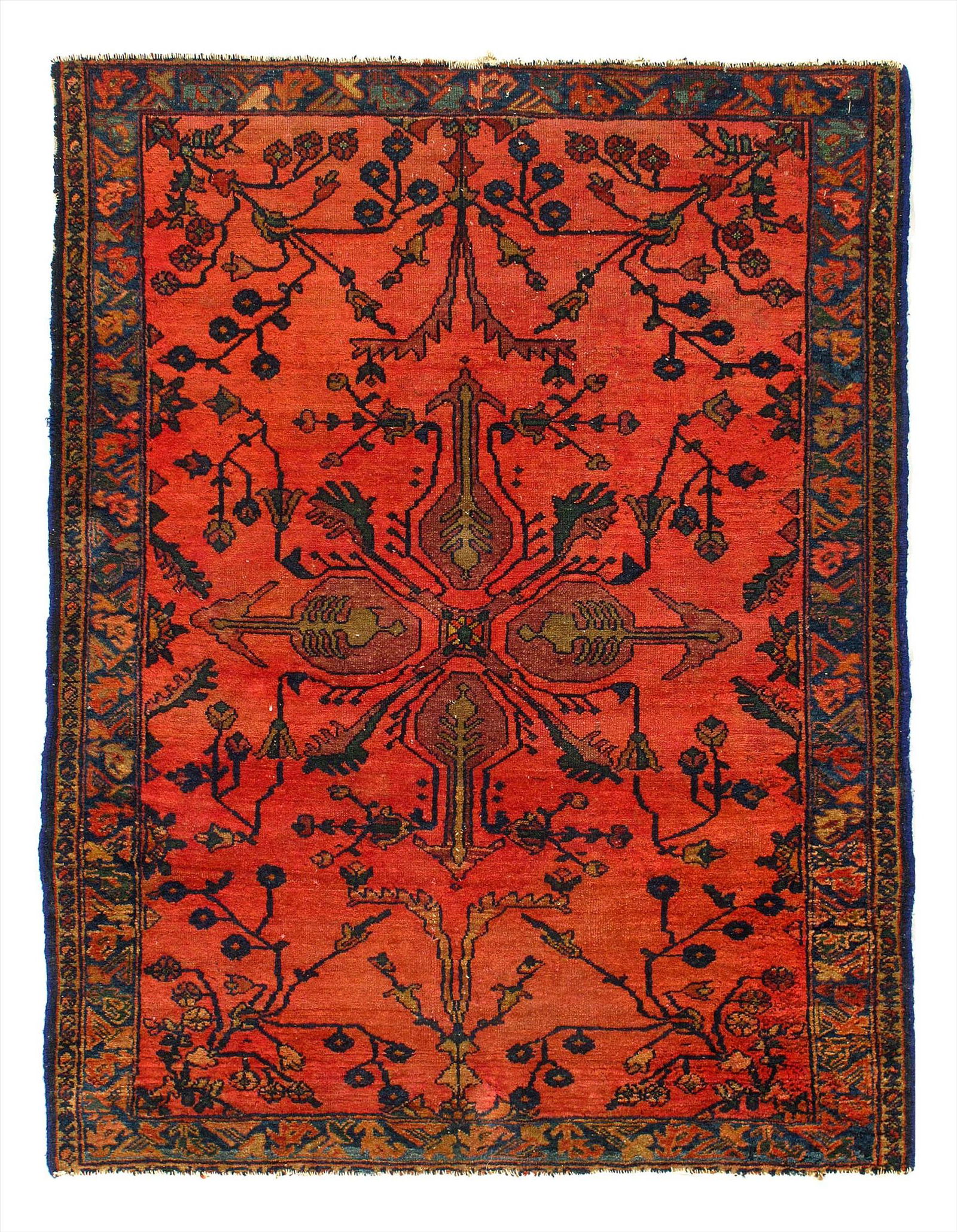 Fine Hand Knotted Persian Antique Sarouk 3'6'' X 4'7'': Fine Hand Knotted Persian Antique Sarouk 3'6'' X 4'7'' - Circa 1900, Antique, Hand-Knotted, Lamb's Wool, 300-D11665-862. This item is part of our fine auction collection which includes many fine home