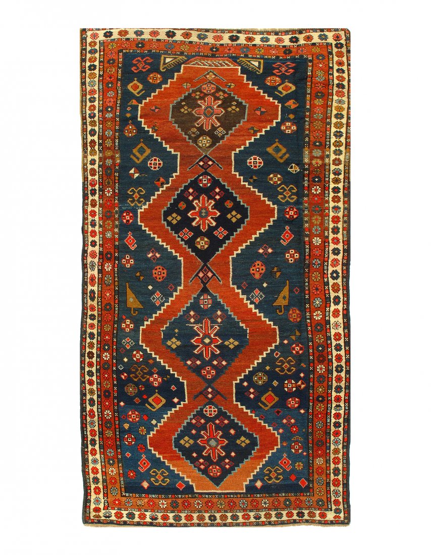 Russian antique kazak 3'8'' X 7'6'': Russian Antique Kazak 3'8'' X 7'6'' Hand-Knotted, Lamb's Wool, 300-D10840-862. This item is part of our fine auction collection which includes many fine home accessories including antique rugs, vintag