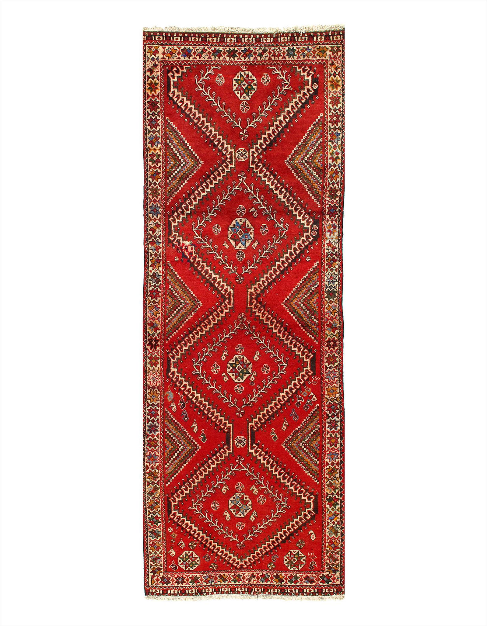 Red Persian Antique Shiraz Runner 3'11'' X 9'5'': Red Persian Antique Hand Knotted Shiraz Runner 3'11'' X 9'5'' - , Antique, Hand-Knotted, Lamb's Wool, 300-17545-862. This item is part of our fine auction collection which includes many fine home acce