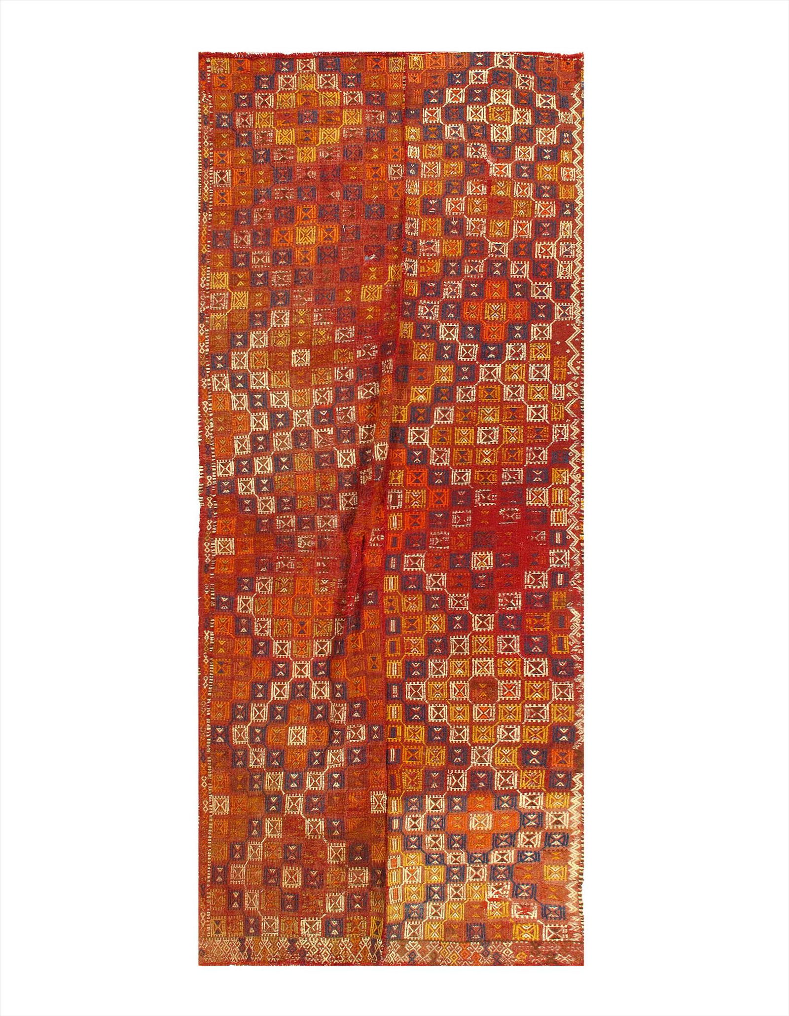Rust Turkish Antique Sumak 3'9'' X 10': Rust Turkish Antique Sumak 3'9'' X 10' - circa 1900, Antique, Hand-Knotted, Flat Weave, 300-D11206-862. This item is part of our fine auction collection which includes many fine home accessories inclu