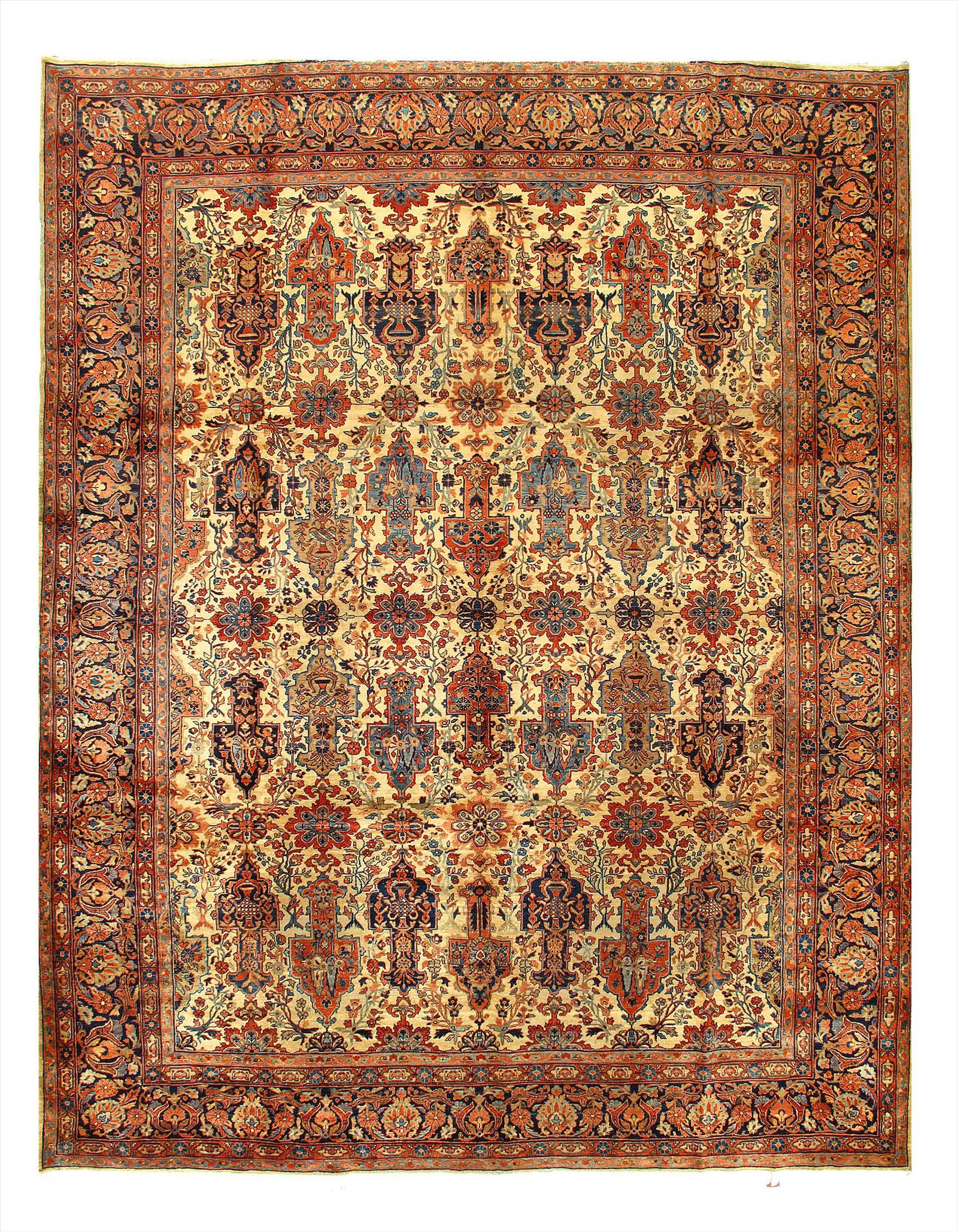 Beige Antique Persian Sarouk 10'.3'' X 13'.1'': Beige Antique Persian Sarouk 10'.3'' X 13'.1'' - circa 1900, Antique, Hand-Knotted, Lamb's Wool, 300-D07769-862. This item is part of our fine auction collection which includes many fine home accessor