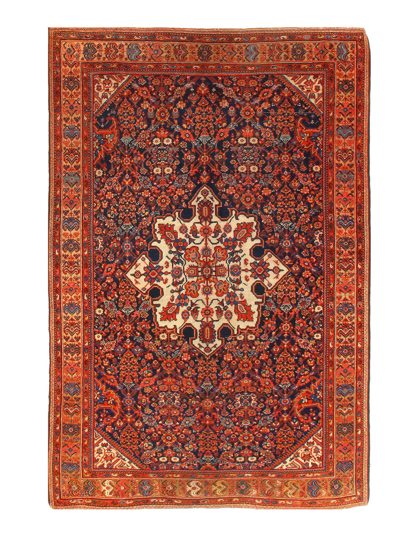 Navy Persian Antique Malayer 4' 4'' X 6' 6'': Navy Persian Antique Malayer 4' 4'' X 6' 6'' - circa 1900, Antique, Hand-Knotted, Lamb's Wool, 300-D06690-862. This item is part of our fine auction collection which includes many fine home accessorie