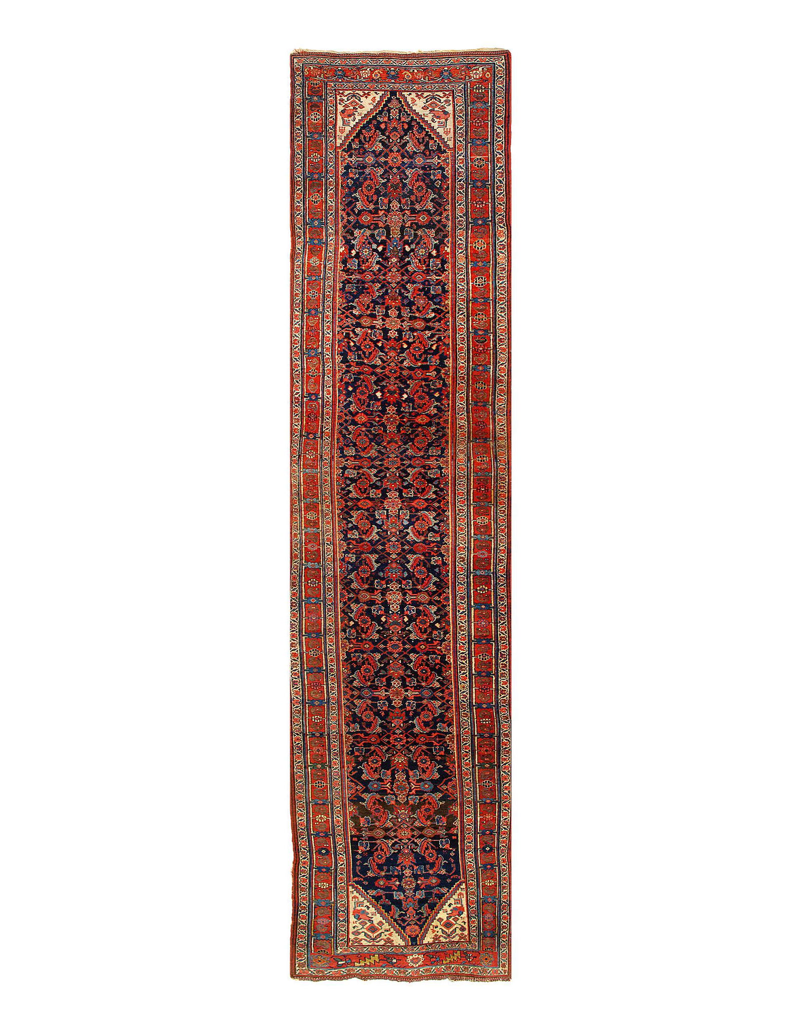 Navy Blue Persian Antique Bidjar Runner 4' X 17'': Navy Blue Persian Antique Bidjar Runner 4' X 17'' - Circa 1900, Runner, Hand-Knotted, Lamb's Wool, 300-D06364-862. This item is part of our fine auction collection which includes many fine home access