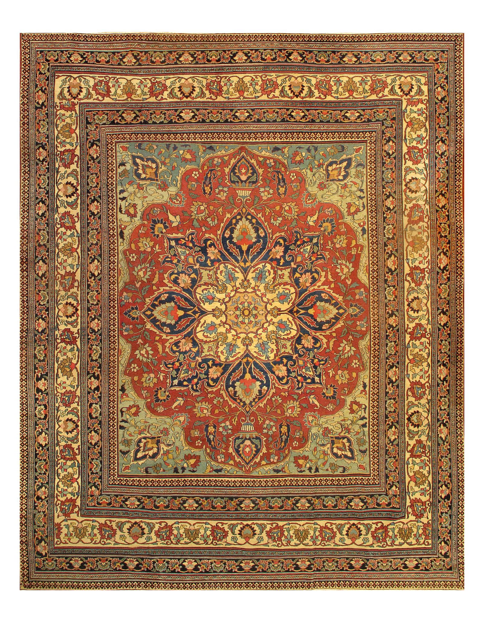 Rust Persian Antique Mashad Dorokhsh 10' X 13': Rust Persian Antique Mashad Dorokhsh 10' X 13' - circa 1880, Antique, Hand-Knotted, Lamb's Wool, 300-D06324-862. This item is part of our fine auction collection which includes many fine home accessor