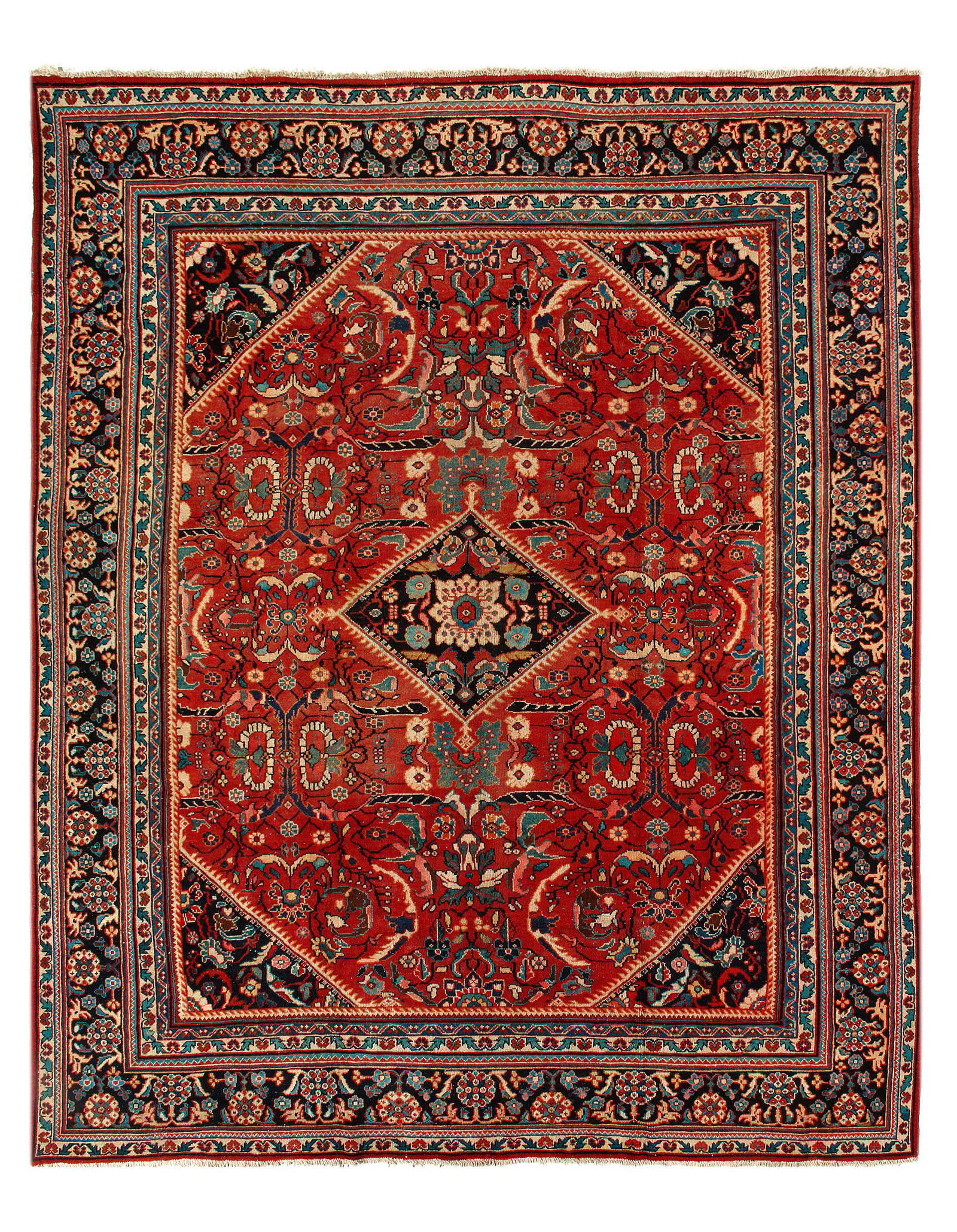 Rust Persian Antique Mahal Rug 10'11'' X 13'9'': Rust Persian Antique Mahal Rug 10'11'' X 13'9'' - Circa 1920, Antique, Hand-Knotted, Lamb's Wool, 300-54095-862. This item is part of our fine auction collection which includes many fine home accessor