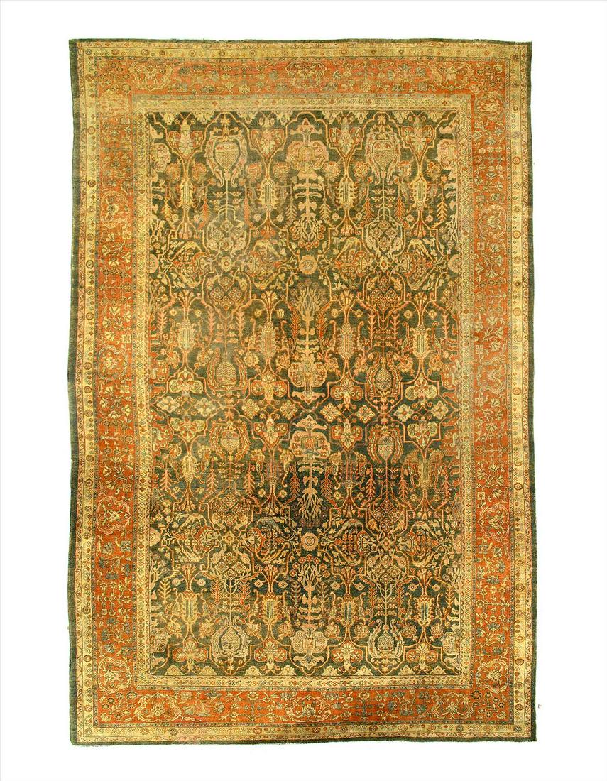 Persian Antique Sultanabad Mahal 10'7'' X 16'6'': Persian Hand Knotted Antique Sultanabad Mahal 10'7'' X 16'6'' - 1920, Antique, Hand-Knotted, Lamb's Wool, 300-D09758-862. This item is part of our fine auction collection which includes many fine home