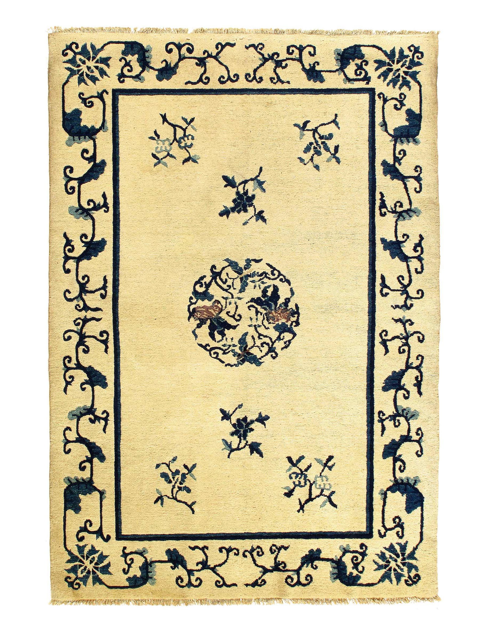 Antique Chinese Art Deco 4' X 5'9'': Antique Chinese Art Deco 4' X 5'9'' - Early 20th Century, Antique, Hand-Knotted, Lamb's Wool, 300-D11971-862. This item is part of our fine auction collection which includes many fine home accessories