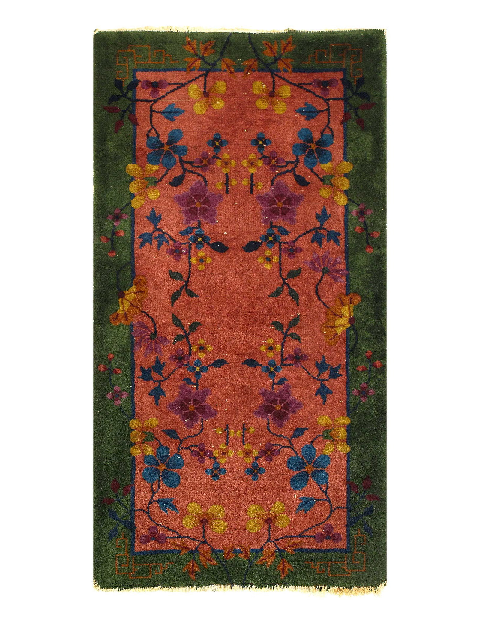 Rose Color Fine Antique Chinese Art Deco 2' X 3'11'': Rose Color Fine Hand Knotted Antique Chinese Art Deco 2' X 3'11'' - Early 20th Century, Antique, Hand-Knotted, Lamb's Wool, 300-D11364-862. This item is part of our fine auction collection which inclu