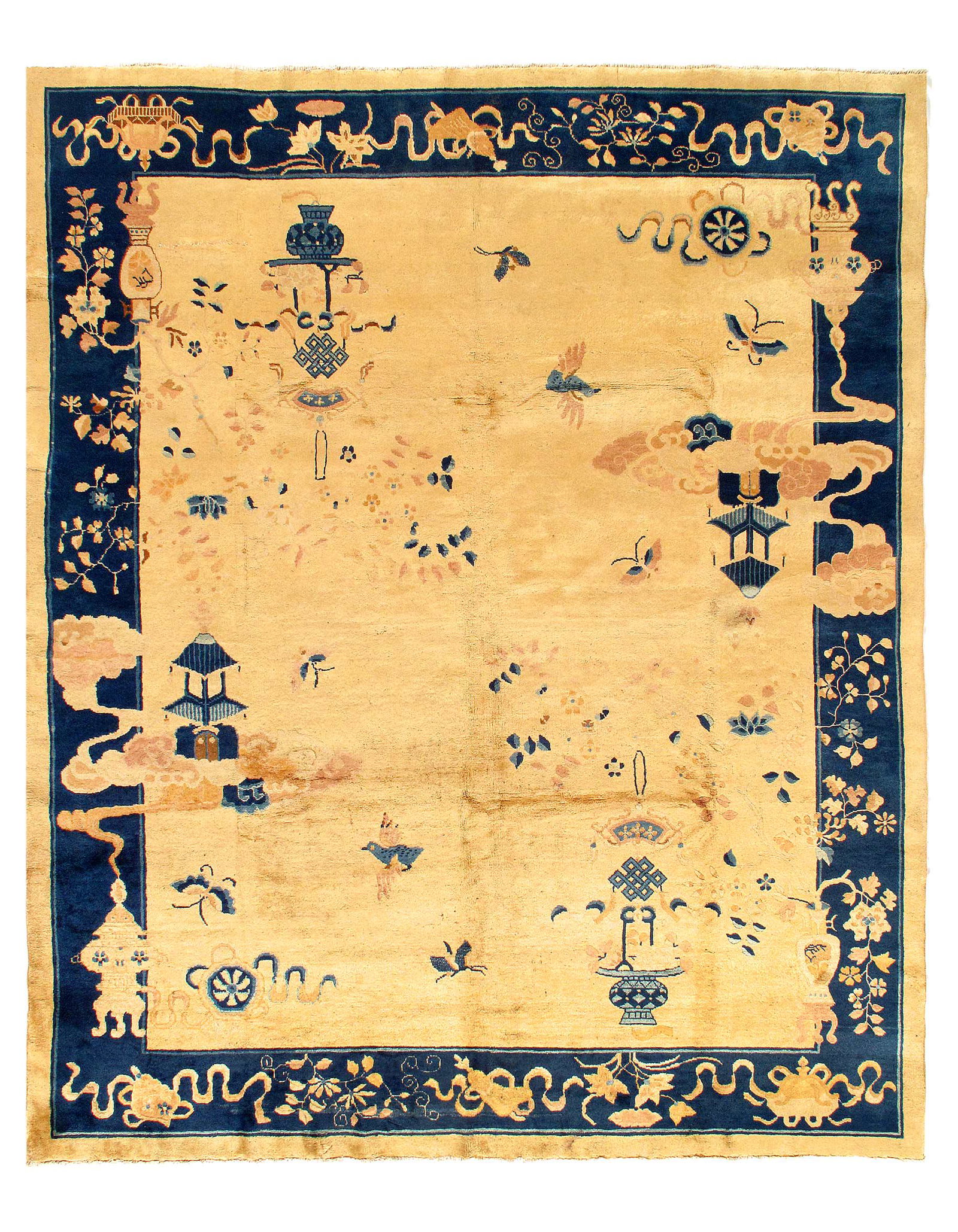 Ivory Fine Chinese Antique Art Deco 7'11'' X 9'8'': Ivory Fine Hand Knotted Chinese Antique Art Deco 7'11'' X 9'8'' - Early 20th Century, Antique, Hand-Knotted, Lamb's Wool, 300-D11531-862. This item is part of our fine auction collection which include