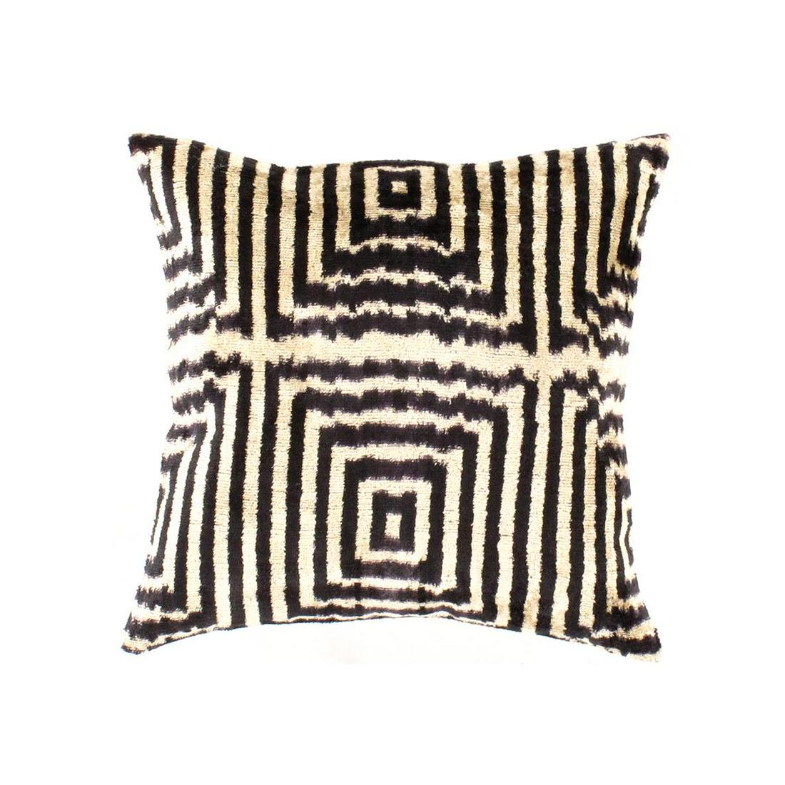 TI15 Turkish white Black Silk Ikat pillow: TI15 Turkish white Black Silk Ikat pillow - New, Oasis Pillows, Hand-Woven, Pure Silk, 300-TI 15-862. This item is part of our fine auction collection which includes many fine home accessories includi
