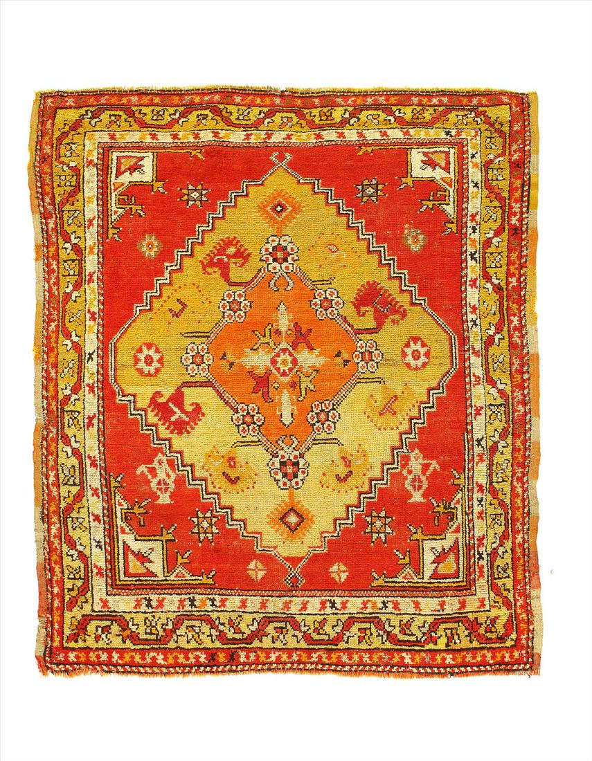 Fine Turkish antique oushak 3'11'' X 4'6'': Fine Hand Knotted Turkish antique oushak 3'11'' X 4'6'' - Circa 1890s, Antique, Hand-Knotted, Lamb's Wool, 300-D12065-862. This item is part of our fine auction collection which includes many fine hom