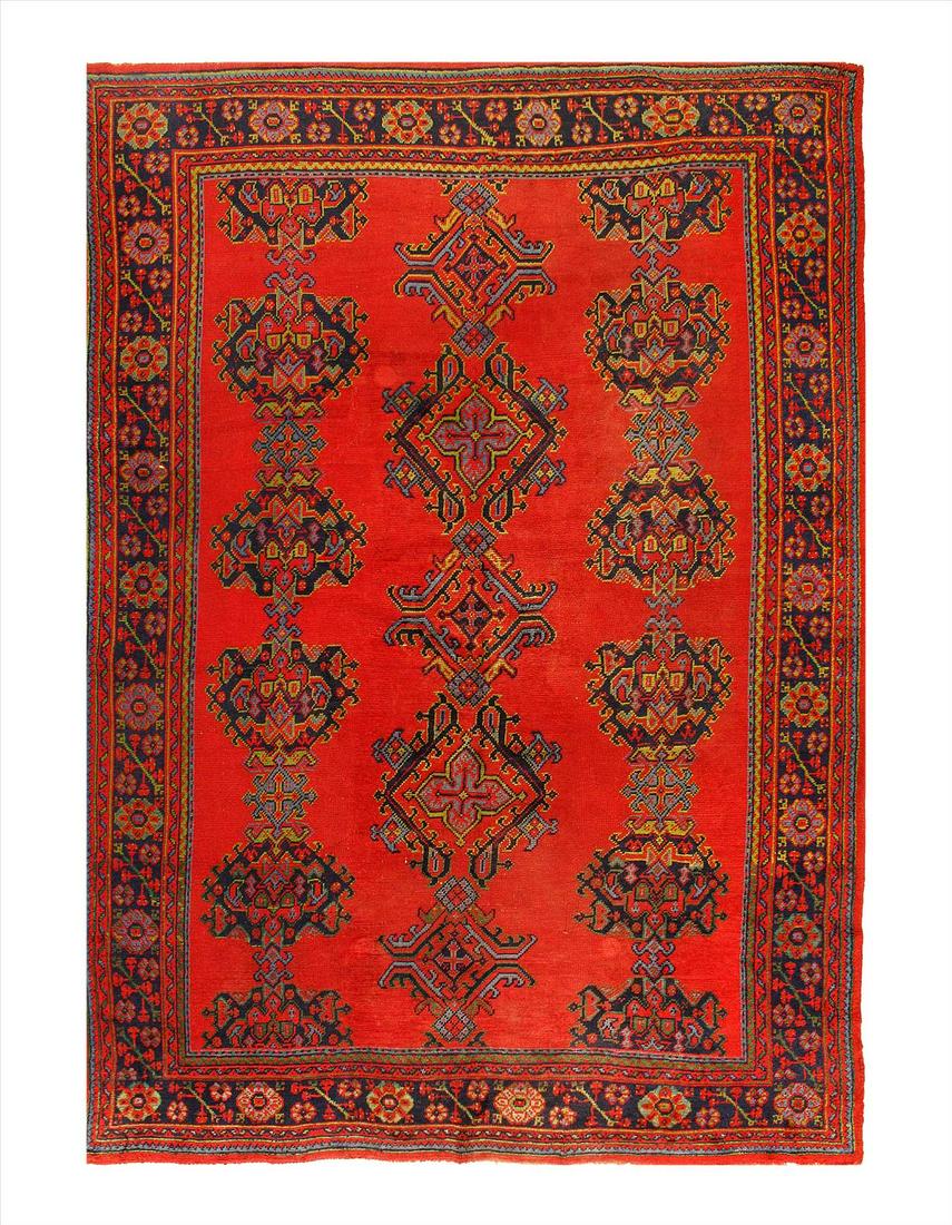 Fine Turkish Antique Oushak 8'1'' X 11'1: Fine Hand Knotted Turkish Antique Oushak 8'1'' X 11'1 - circa 1890, Antique, Hand-Knotted, Lamb's Wool, 300-D12066-862. This item is part of our fine auction collection which includes many fine home a