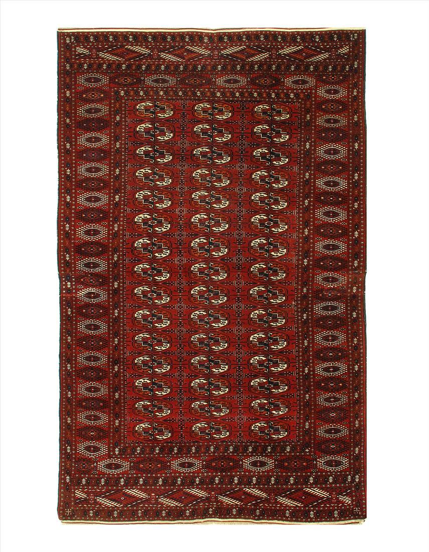 Red Russian Antique Turkman 5'6'' X 8'11'': Red Russian Antique Turkman 5'6'' X 8'11'' - Circa 1880, Antique, Hand-Knotted, Lamb's Wool, 300-D10067-862. This item is part of our fine auction collection which includes many fine home accessories