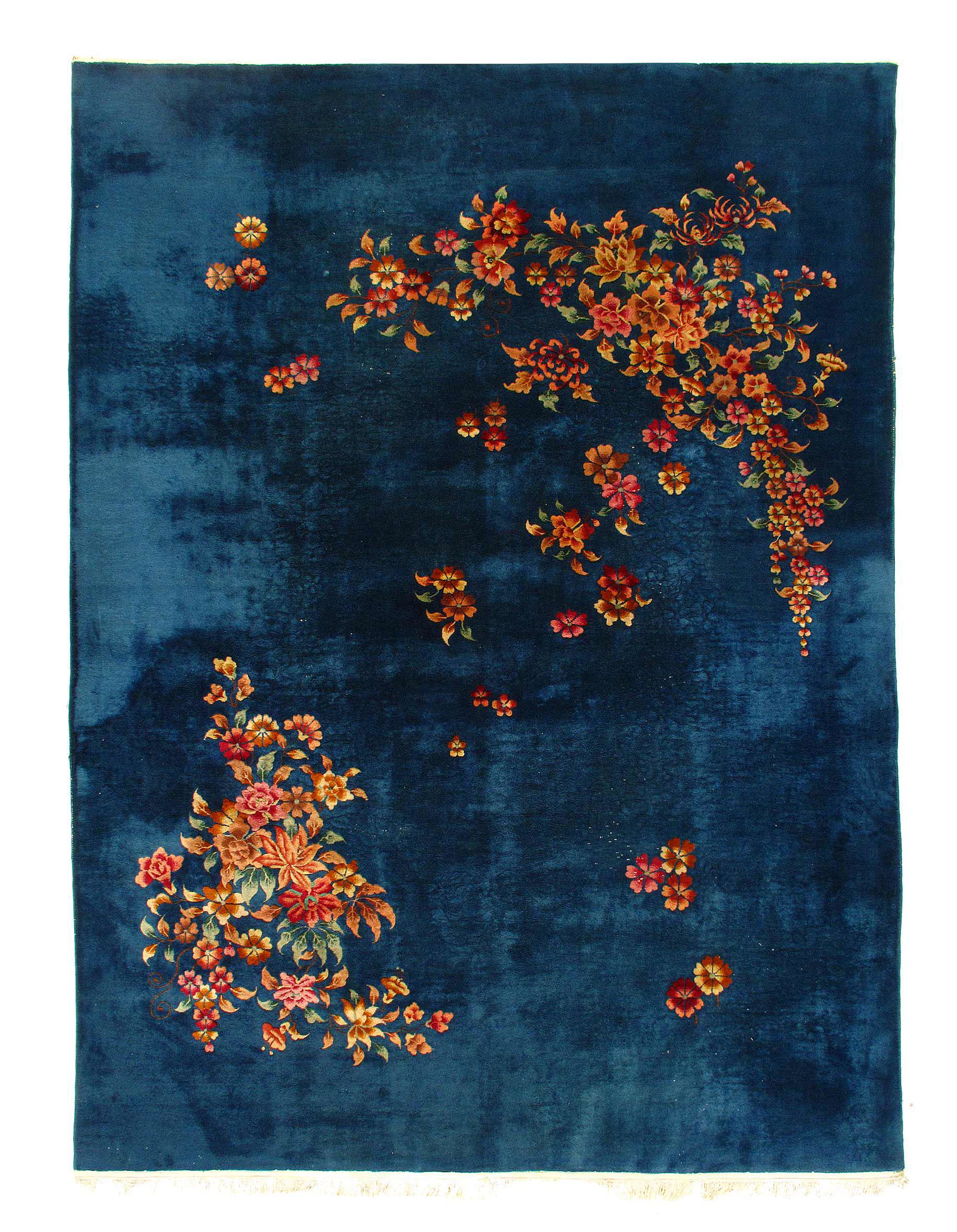 Antique Chinese Art Deco 8'8'' x 12': Navy blue Antique Chinese Art Deco 8'8'' x 12' - Early 20th Century, Antique, , Lamb's Wool, 300-D12100-862. This item is part of our fine auction collection which includes many fine home accessories 