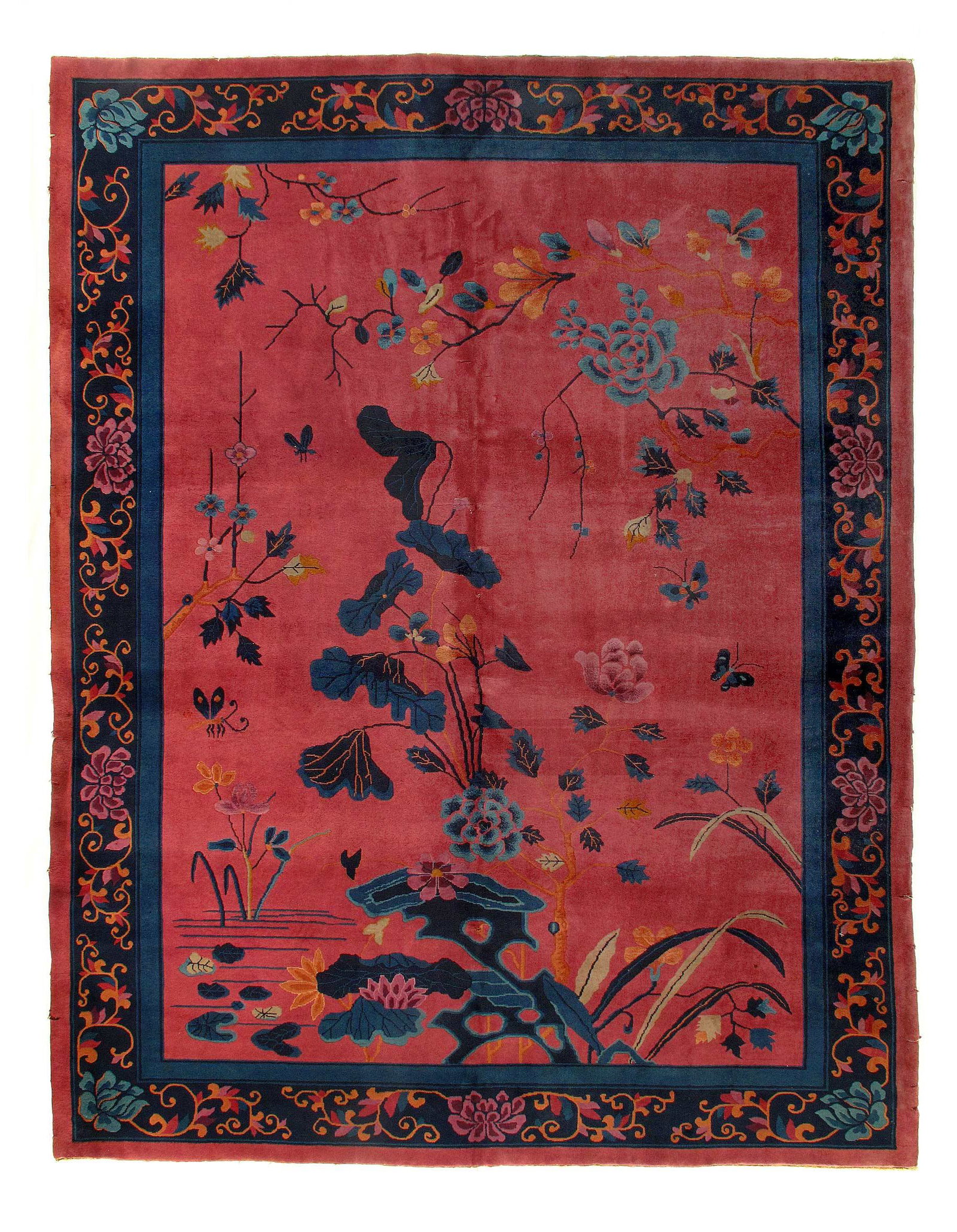 Rose color Fine Antique chinese Art Deco 9' X 11'7'': Rose color Fine Antique chinese Art Deco 9' X 11'7'' - Early 20th Century, Antique, Hand-Knotted, Lamb's Wool, 300-D11402-862. This item is part of our fine auction collection which includes many fine