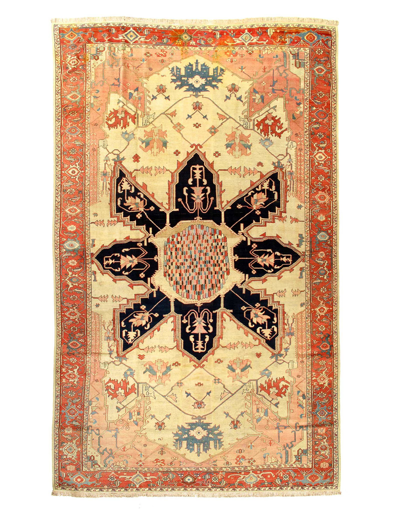 Fine Persian Antique Serapi 9'3'' X 14'11'': Fine Hand Knotted Persian Antique Serapi 9'3'' X 14'11'' - Late 19th Century, Antique, Hand-Knotted, Lamb's Wool, 300-D12007-862. This item is part of our fine auction collection which includes many f
