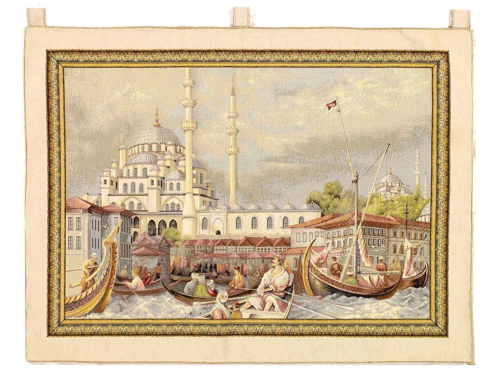 Tapestry of the Blue Mosque, Embroidery - 2'4'' X 3'2'': Tapestry of the Blue Mosque, Embroidery wall hanging - 2'4'' X 3'2'' - New, Tapestry, N/A, Flat Weave, 300-D11690-862. This item is part of our fine auction collection which includes many fine home ac