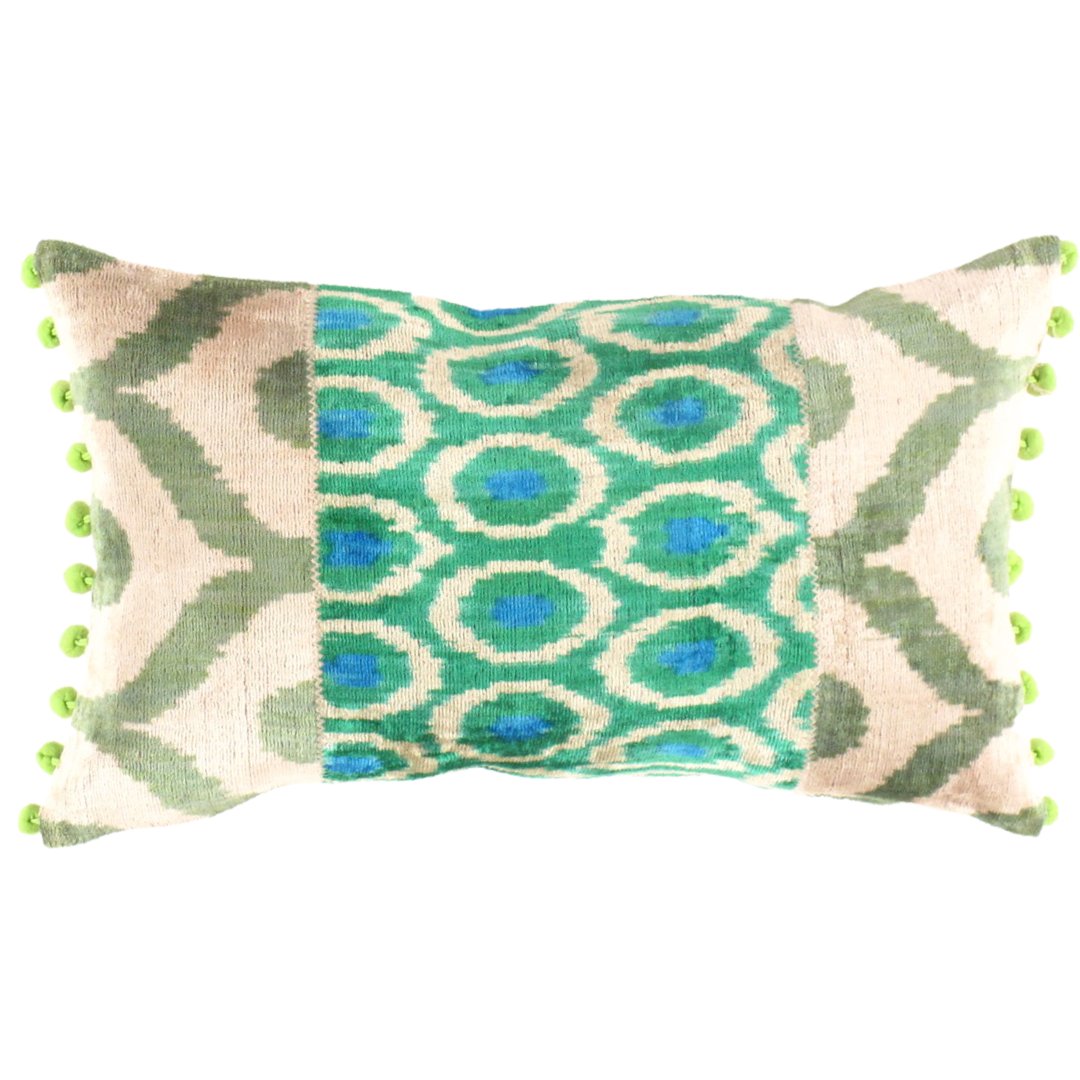 Patchwork Velvet ikat Pillow 16'' X 24'': Patchwork Velvet ikat Pillow 16'' X 24'' New, Pillows, Handmade, , 300-TI 227-862. This item is part of our fine auction collection which includes many fine home accessories including antique rugs, vi