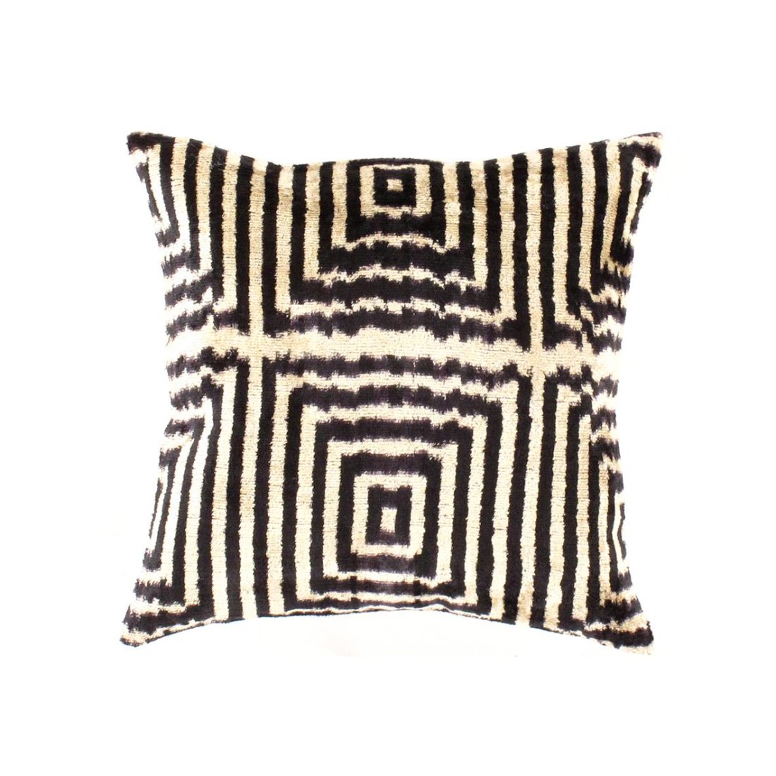 Turkish white Black Silk Ikat pillow 16'' X 16'': Turkish white Black Silk Ikat pillow 16'' X 16'' - New, Pillows, Handmade 300-TI 15-862. This item is part of our fine auction collection which includes many fine home accessories including antique ru