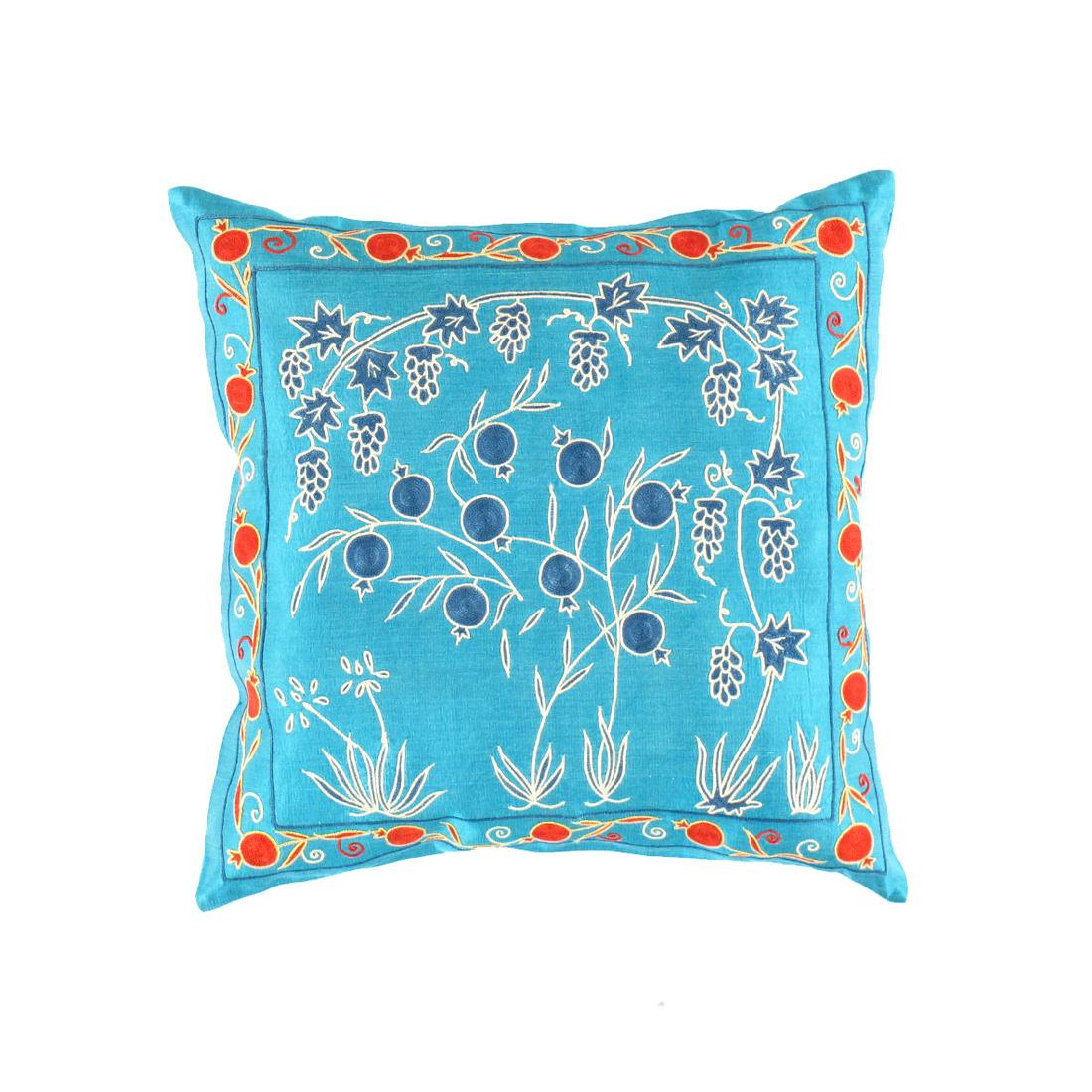 TS 203 Light Blue Suzani Turkish Pillow: TS 203 Light Blue Suzani Turkish Pillow - New, Pillows, Hand-made, Pure Silk, 300-TS 203-862. This item is part of our fine auction collection which includes many fine home accessories including antiq