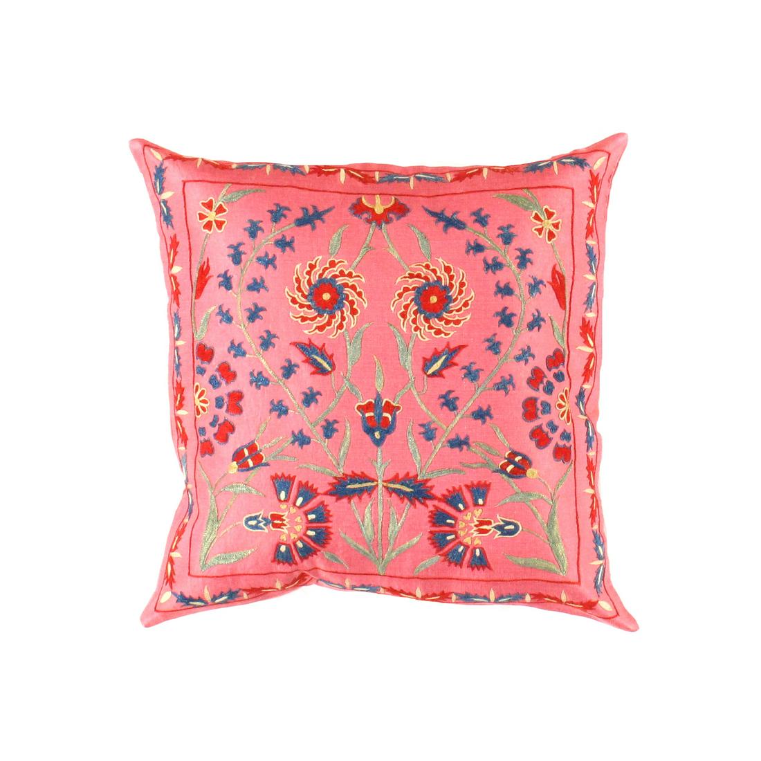 TS 206 Rose Suzani Turkish Pillow: TS 206 Rose Suzani Turkish Pillow - New, , Hand-made, Pure Silk, 300-TS 206-862. This item is part of our fine auction collection which includes many fine home accessories including antique rugs, vint