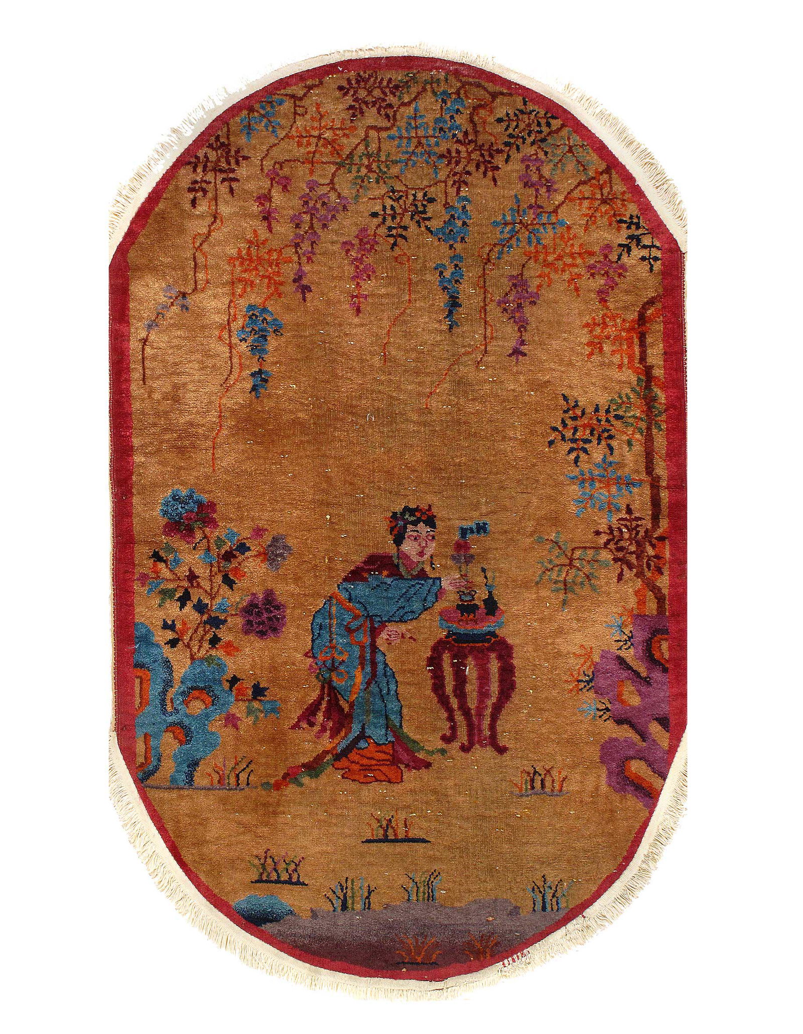 Light Brown Antique Chinese Art deco Rug 3' X 4'1'': Light Brown Antique Chinese Art deco Rug 3' X 4'1'' - Early 20th Century, Antique, Hand-Knotted, Lamb's Wool, 300-D11357-862. This item is part of our fine auction collection which includes many fine 