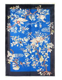 Fine Hand knotted Pure art silk Chinese Art Deco 4' X 6'