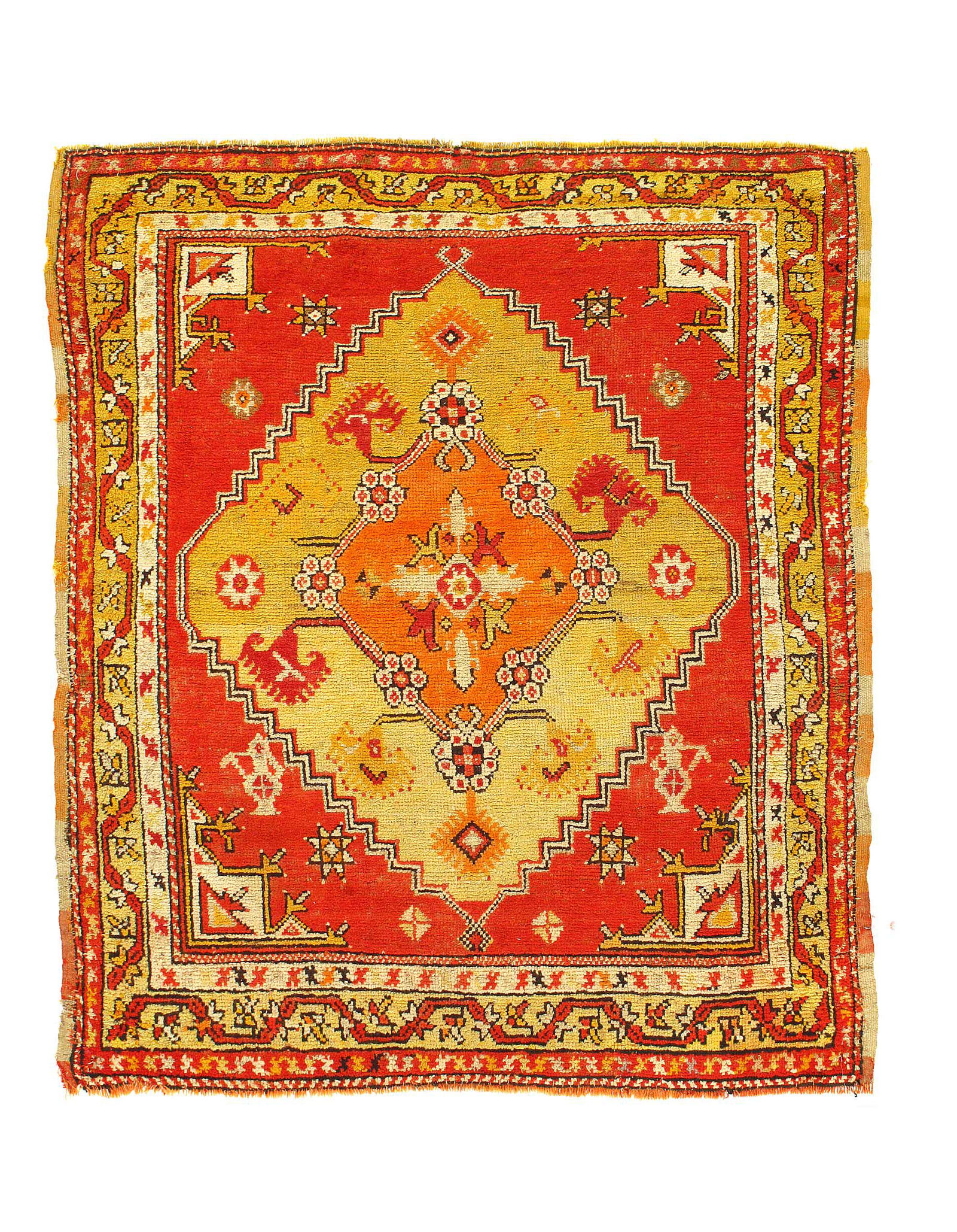 Fine Hand Knotted Turkish antique oushak 3'11'' X 4'6'': Fine Hand Knotted Turkish antique oushak 3'11'' X 4'6'' - Circa 1890s, Antique, Hand-Knotted, Lamb's Wool, 300-D12065-862. This item is part of our fine auction collection which includes many fine hom