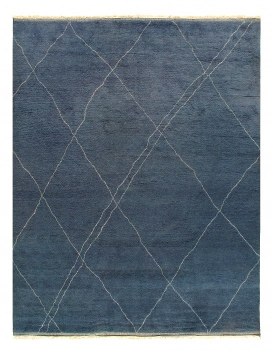Pasargad Blue Hand Knotted Moroccan Rug 10' X 13': Pasargad Blue Hand Knotted Moroccan Rug 10' X 13' - New, Moroccan, Hand-Knotted, Lamb's Wool, 300 -D10983- 862.This item is part of our fine auction collection which includes many fine home accessorie