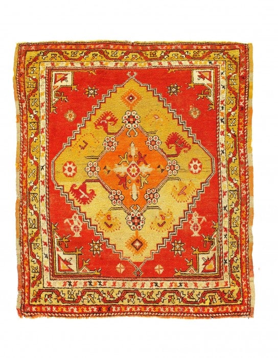 Fine Hand Knotted Turkish antique oushak 3'11'' X 4'6'': Fine Hand Knotted Turkish antique oushak 3'11'' X 4'6'' - Circa 1890s, Oushak, Hand-Knotted, Lamb's Wool, 300 -D12065- 862.This item is part of our fine auction collection which includes many fine hom