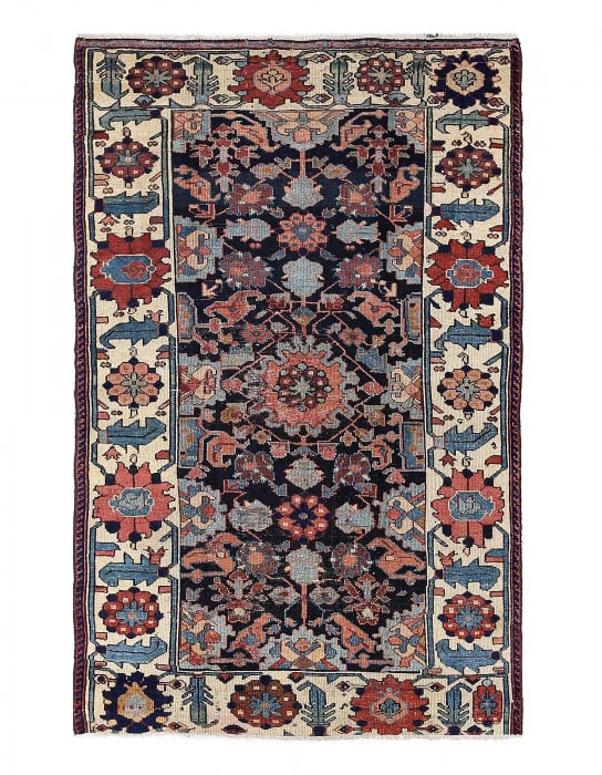 Navy Blue Persian Antique Bakhtiari 3'8'' X 5'11'': Navy Blue Persian Antique Bakhtiari 3'8'' X 5'11'' - New, Bakhtiari, Hand-Knotted, Wool on Cotton, 300 -D13317- 862.This item is part of our fine auction collection which includes many fine home acces