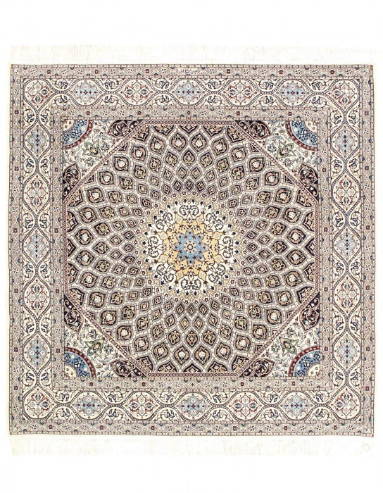 Hand knotted silk & wool Persian Nain Square rug 6'8'' X 6'9'': Hand knotted silk & wool Persian Nain Square rug 6'8'' X 6'9'' - New, Nain, Hand-Knotted, Wool & Silk, 300 -D14498- 862.This item is part of our fine auction collection which includes many fine home a