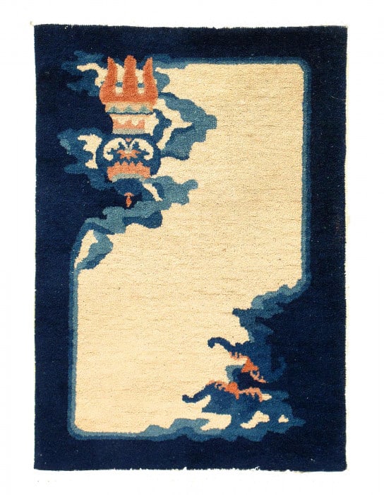 Antique Chinese Art Deco rug 2' X 2'11'': Antique Chinese Art Deco rug 2' X 2'11'' - Circa: Early 20th Century, Art Deco, Hand-Knotted, Lamb's Wool, 300 -D12409- 862.This item is part of our fine auction collection which includes many fine ho