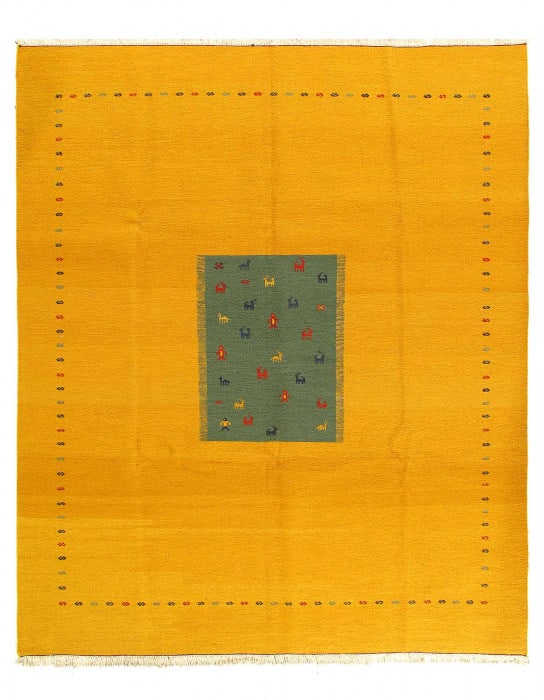 Gold Sumac Gabbeh Design 8' X 10': Gold Sumac Gabbeh Design 8' X 10' - New, Gabbeh, Hand-Woven, Wool on Cotton, 300 -21075- 862.This item is part of our fine auction collection which includes many fine home accessories including antiqu