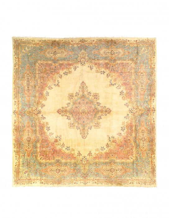 Persian Hand Knotted Vintage Kerman 11'8'' X 11'9'': Persian Hand Knotted Vintage Kerman 11'8'' X 11'9'' - 1970, kerman, Hand-Knotted, Lamb's Wool, 300 -D11987- 862.This item is part of our fine auction collection which includes many fine home accessori