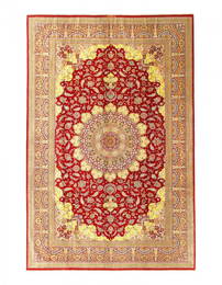 Fine Hand knotted Persian Pure silk Qum rug 6'6'' X 10'1''
