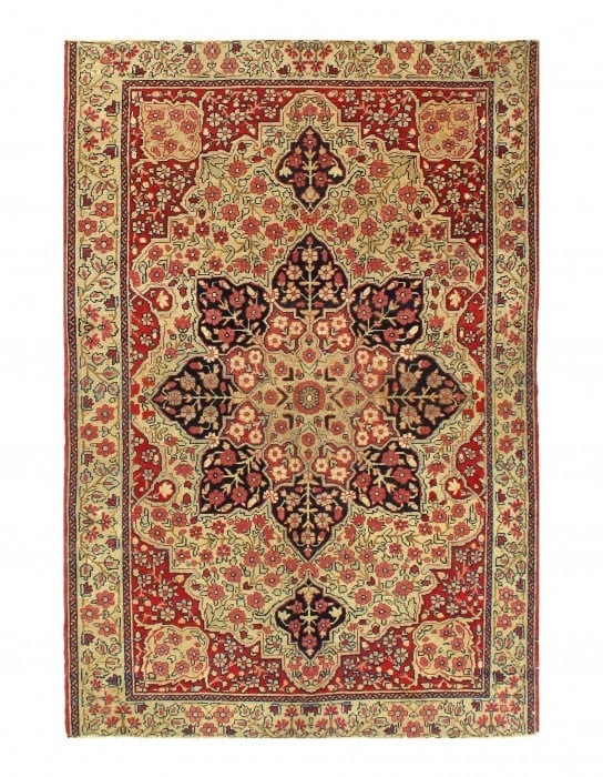 Beige Persian Antique Kermanshah 4'2'' X 6'3'': Beige Persian Antique Kermanshah 4'2'' X 6'3'' - Circle 1900, Kermanshah, Hand-Knotted, Lamb's Wool, 300 -54970- 862.This item is part of our fine auction collection which includes many fine home acce