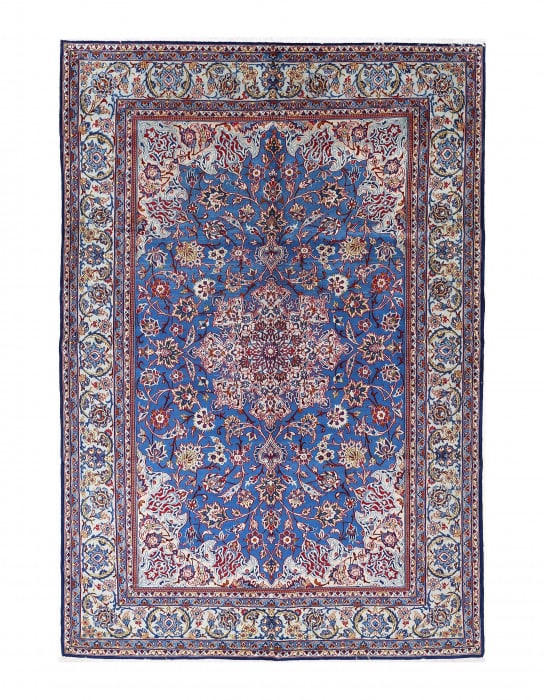 Light Blue Fine Hand knotted Persian Isfahan 6'7'' X 9'7'': Light Blue Fine Hand knotted Persian Isfahan 6'7'' X 9'7'' - New, Isfahan, Hand-Knotted, Lamb's Wool, 300 -D13939- 862.This item is part of our fine auction collection which includes many fine home ac