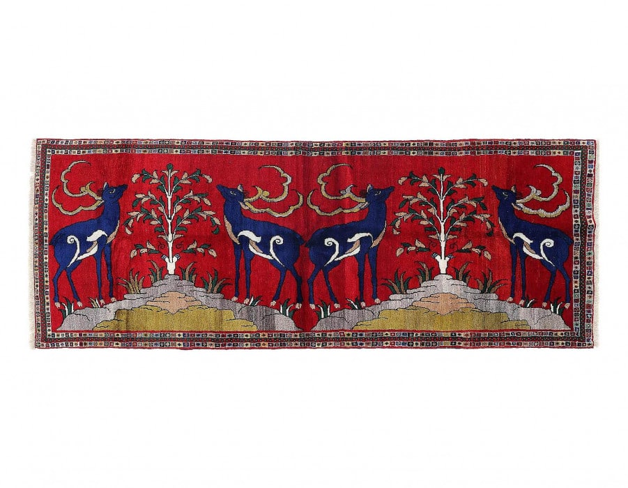 Persian Hand knotted Shiraz runner 3'4'' X 9'6'': Persian Hand knotted Shiraz runner 3'4'' X 9'6'' - New, Shiraz, Hand-Knotted, Lamb's Wool, 300 -D14029- 862.This item is part of our fine auction collection which includes many fine home accessories i