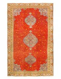 Decorative Rustic Red Color Antique Tribal Center Medallion Design Turkish Oushak Rug 22'3'' X 37''