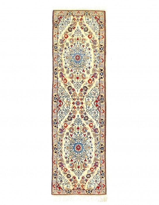 Fine Hand Knotted Persian silk & wool Nain runner 2' X 6'2'': Fine Hand Knotted Persian silk & wool Nain runner 2' X 6'2'' - New, Nain, Hand-Knotted, Wool & Silk, 300 -D03350- 862.This item is part of our fine auction collection which includes many fine home acc
