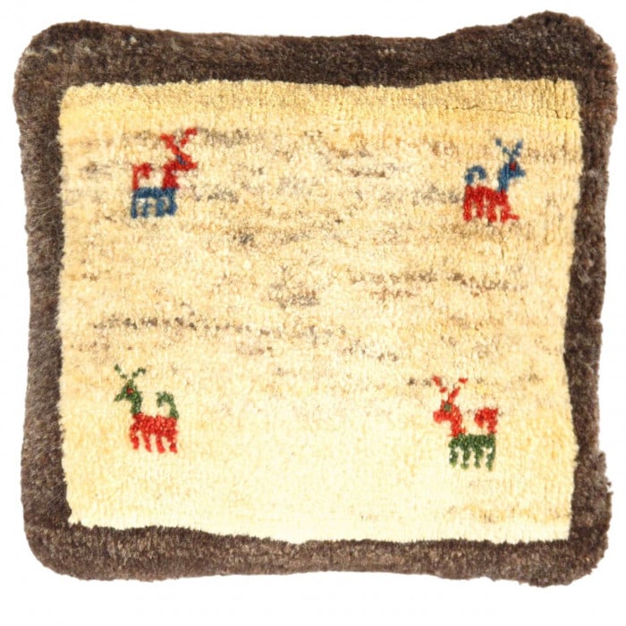 Fine Hand knotted Persian Gabbeh pillow 15" X 16'': Fine Hand knotted Persian Gabbeh pillow 15" X 16'' - New, Gabbeh, Handmade , Lamb's Wool, 300 -PG 179- 862.This item is part of our fine auction collection which includes many fine home accessories in