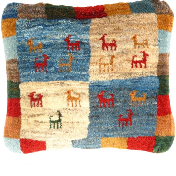 Fine Hand knotted Persian Gabbeh pillow 14" X 16'': Fine Hand knotted Persian Gabbeh pillow 14" X 16'' - New, Gabbeh, Handmade , Lamb's Wool, 300 -PG 180- 862.This item is part of our fine auction collection which includes many fine home accessories in