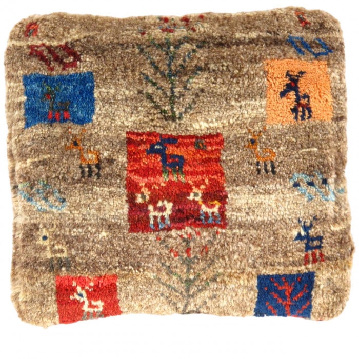 Fine Hand knotted Persian Gabbeh Pillow 15'' X 16'': Fine Hand knotted Persian Gabbeh Pillow 15'' X 16'' - New, Gabbeh, Handmade , Lamb's Wool, 300 -PG 181- 862.This item is part of our fine auction collection which includes many fine home accessories i