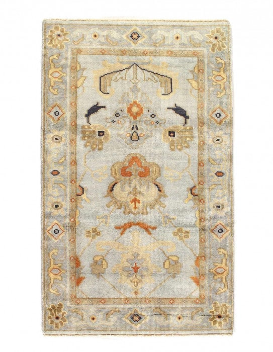 Fine Hand knotted Oushak rug 3'3'' X 4'8'': Fine Hand knotted Oushak rug 3'3'' X 4'8'' - New, Oushak, Hand-Knotted, Lamb's Wool, 300 -D14372- 862.This item is part of our fine auction collection which includes many fine home accessories includi