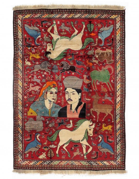 Red Persian Fine Hand Knotted Shiraz 5'11'' X 8'4'': Red Persian Fine Hand Knotted Shiraz 5'11'' X 8'4'' - New, Shiraz, Hand-Knotted, Leather, 300 -D09587- 862.This item is part of our fine auction collection which includes many fine home accessories in