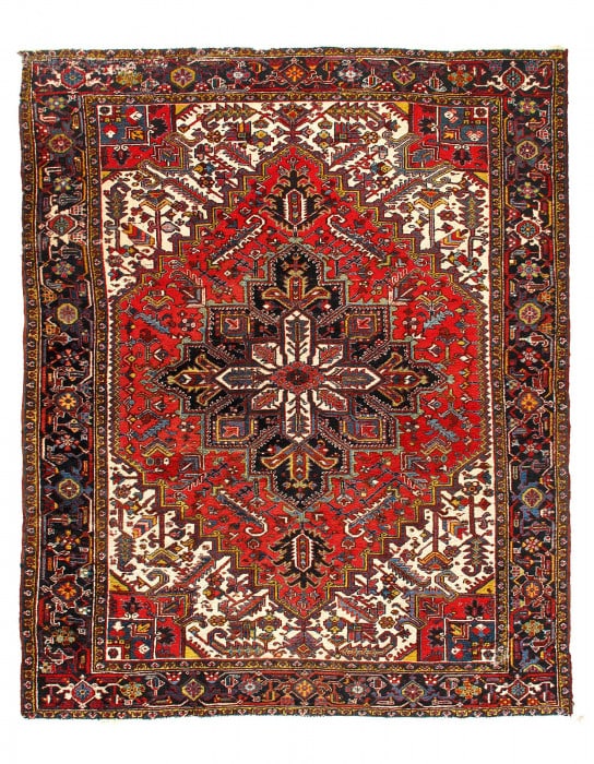 Rust Antique Persian Heriz Rug 8' X 10': Rust Antique Persian Heriz Rug 8' X 10' - Circa 1960, Heriz, Hand-Knotted, Leather, 300 -D12695- 862.This item is part of our fine auction collection which includes many fine home accessories includin