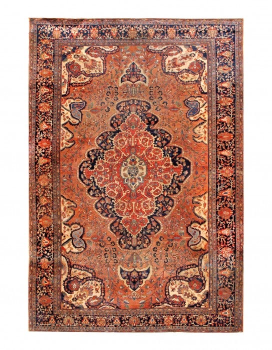 Rust Persian Antique Farahan 8'9" X 13'3": Rust Persian Antique Farahan 8'9" X 13'3" - Circa 1880, Farahan, Hand-Knotted, Wool on Cotton, 300 -D05370- 862.This item is part of our fine auction collection which includes many fine home accessori