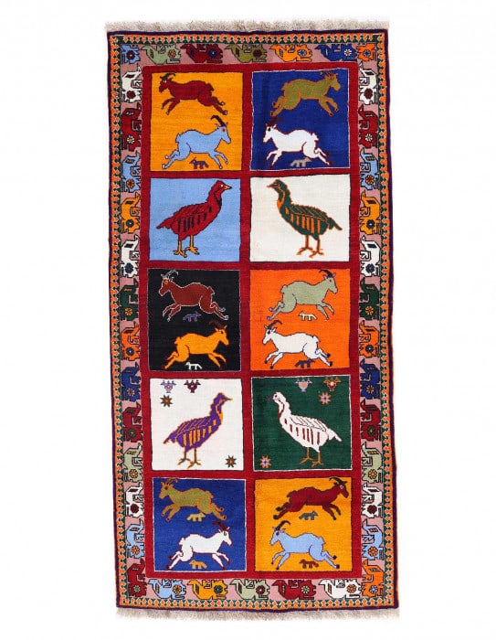 Multi color Persian Hand knotted Yalameh runner 3'5'' X 7'3'': Multi color Persian Hand knotted Yalameh runner 3'5'' X 7'3'' - 2010, Yalameh, Hand-Knotted, Lamb's Wool, 300 -D13868- 862.This item is part of our fine auction collection which includes many fine hom
