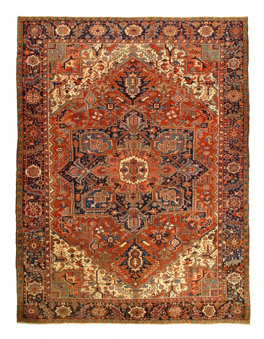 Persian Antique Heriz rug 8'11"X12'3": Persian Antique Heriz rug 8'11"X12'3" - circa 1920, Heriz, Hand-Knotted, Lamb's Wool, 300 -D14453- 862.This item is part of our fine auction collection which includes many fine home accessories includ